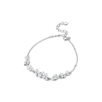 FBRUE 999 Fine Silver Zircon Bracelets Women's