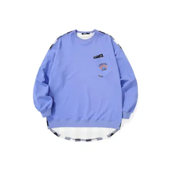 GENANX Crew Neck Loose Fit Regular Sweatshirt Unisex Blue Purple