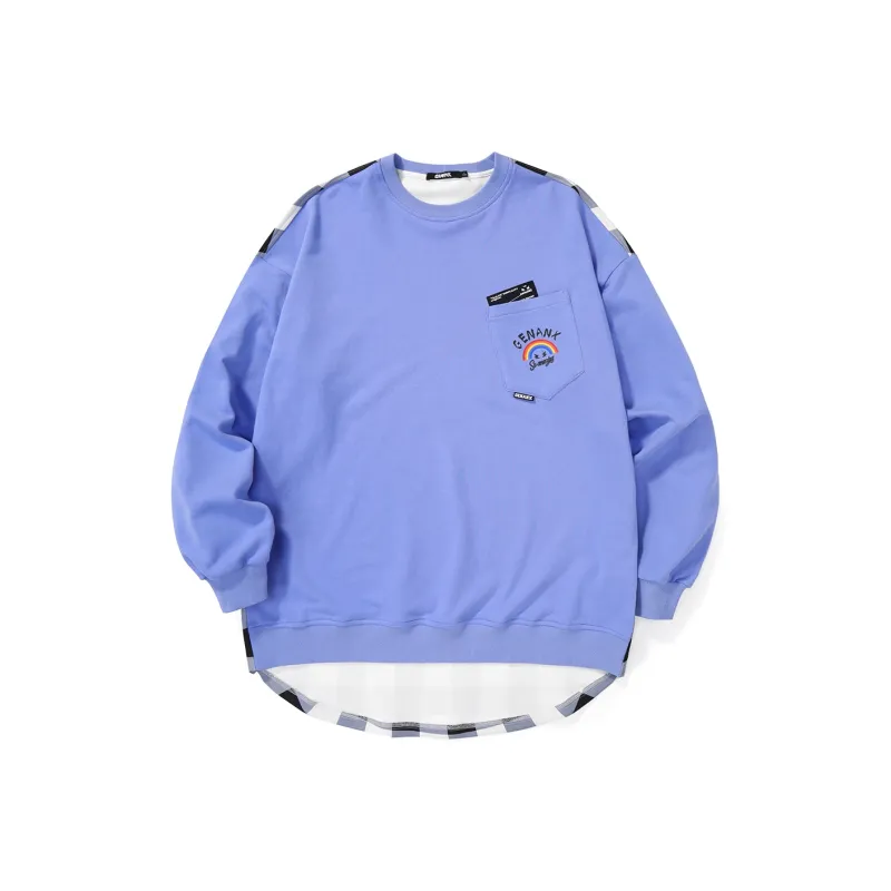 GENANX Crew Neck Loose Fit Regular Sweatshirt Unisex Blue Purple-0