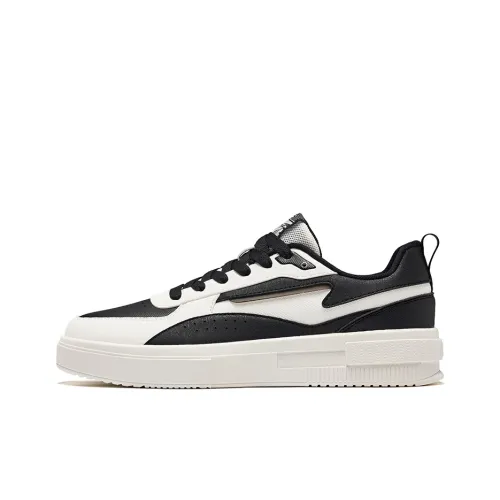Erke Anti Slip Wear Resistant Low Top Skateboard Shoes Men's Black Microcrystal White