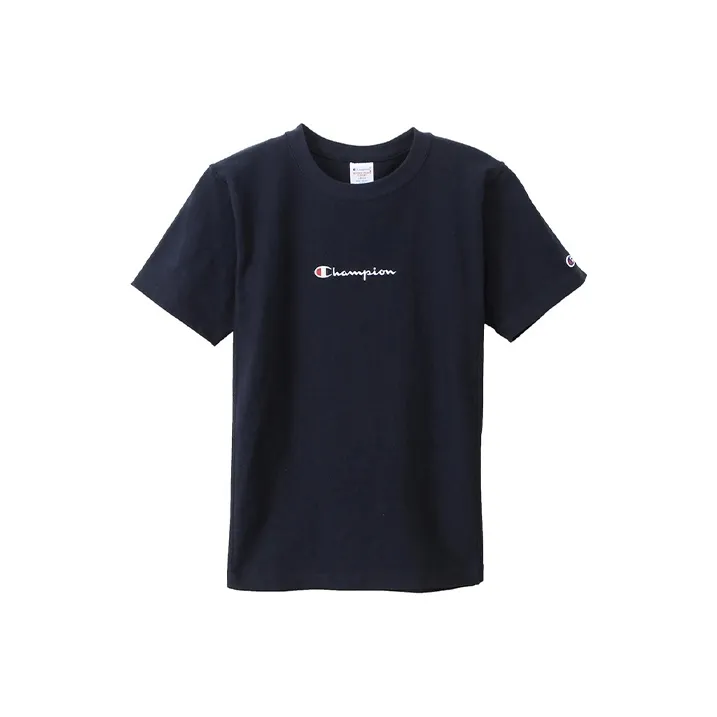 Champion Drop Shoulder Sleeve T Shirt Unisex Navy Blue Japan Version-0