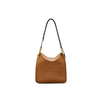 COCCINELLE Cow Leather Pageboy Bag Handbag Shoulder Bag Small Size Women's Caramel & Light Gray