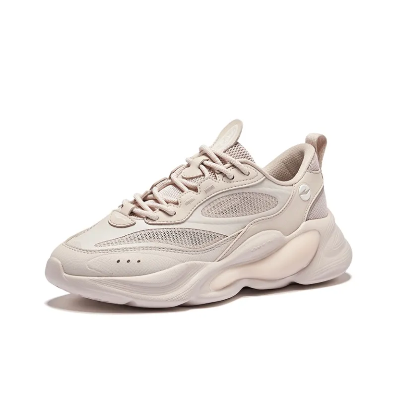 Erke Wear Resistant Breathable Height Increasing Low Top Casual Shoes Women's Pink Brush Gray-2
