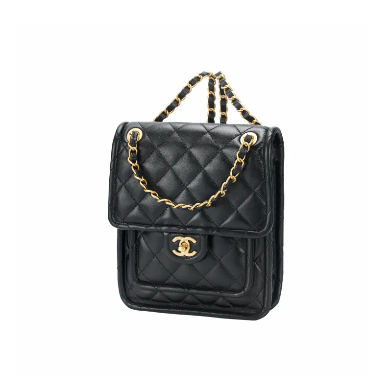 CHANEL Lambskin Backpack Women's Black-1