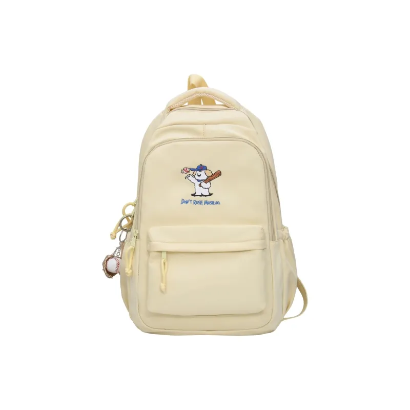 BUBM Nylon Backpack Unisex Yellow/Black/White/Khaki/Blue-0