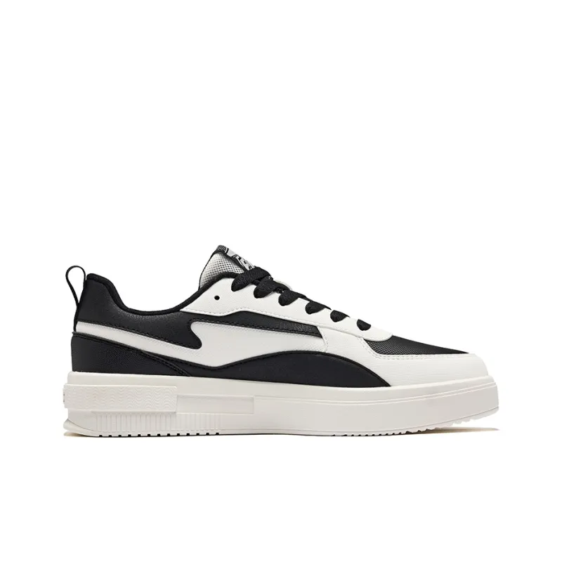 Erke Anti Slip Wear Resistant Low Top Skateboard Shoes Men's Black Microcrystal White-1