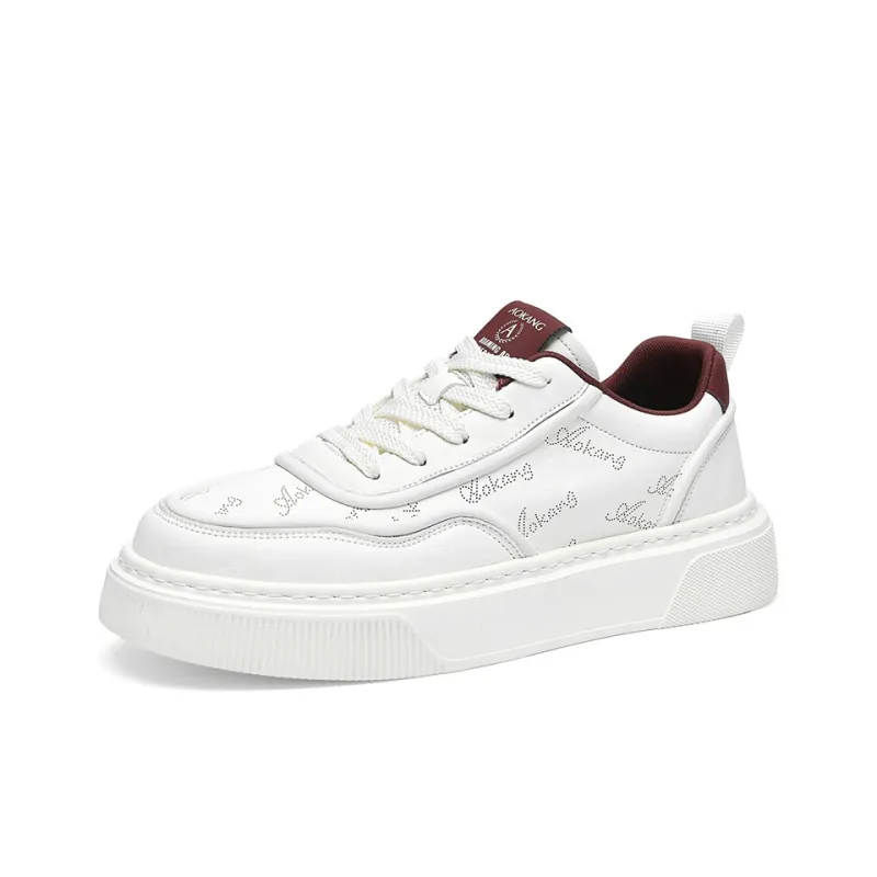 AOKANG Air Force One Series Skateboard Shoes Men Low Top White Red, Beige Brown-1