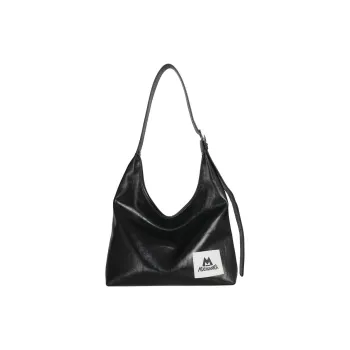 Kikawa Card Synthetic Leather Shoulder Bag Medium Size Women's Black/Foam White