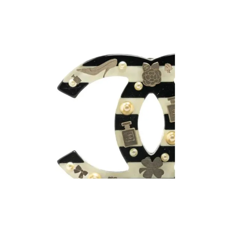 CHANEL 2006 Cc Resin Faux Pearl Charms Brooch Costume Brooch-2