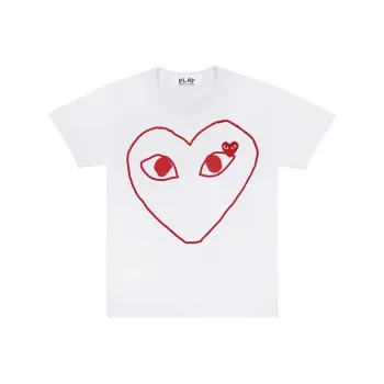 Comme Des Garcons Play Red Emblem Outline T shirt