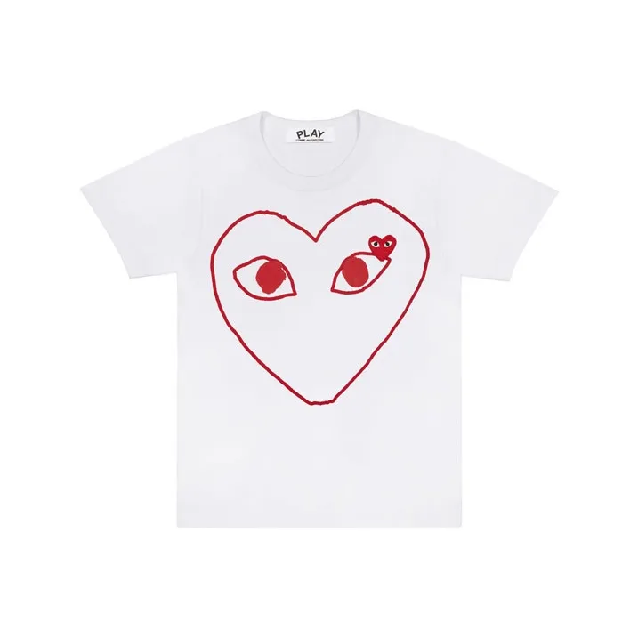 Comme Des Garcons Play Red Emblem Outline T shirt-0