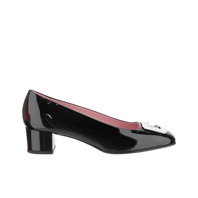 Carel Décolleté Camellia Chunky Heel High Heels 4cm Women's Black-1