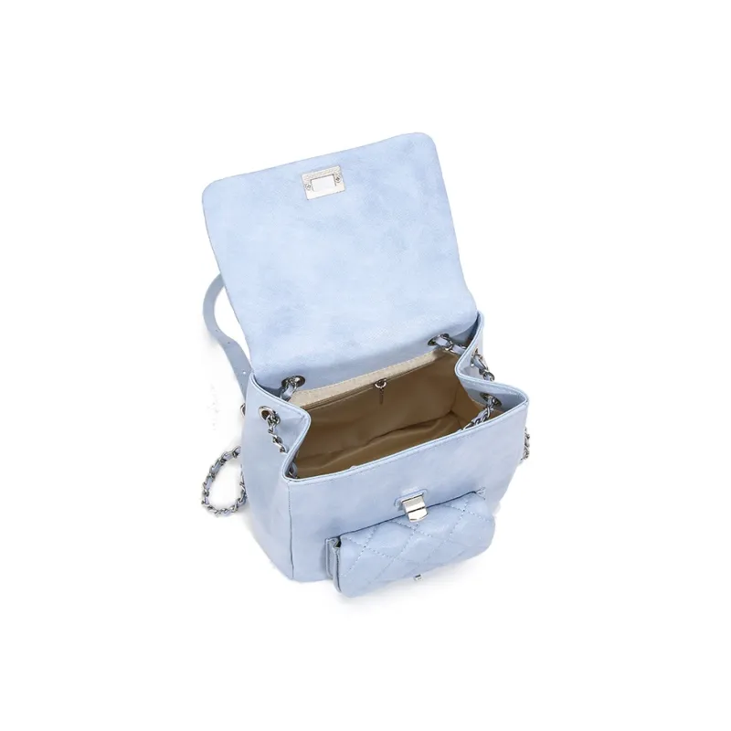 BUHOWE Polyurethane Backpack Women's Blue-2