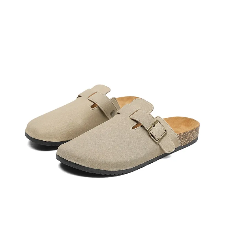 OUGLEMEN Cork Sole Slip Resistant Quiet Closed Toe Slippers Unisex Box Included-3