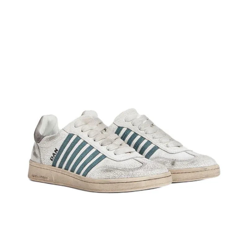 DSQUARED 2 BOXER Low Top Skateboard Shoes Men's White Green-2
