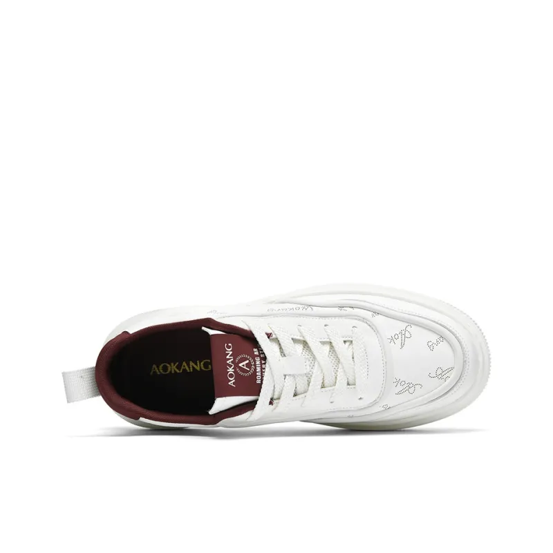 AOKANG Air Force One Series Skateboard Shoes Men Low Top White Red, Beige Brown-5