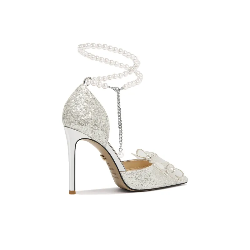 Lily Wei Slim Heel High Heels Women's White-2
