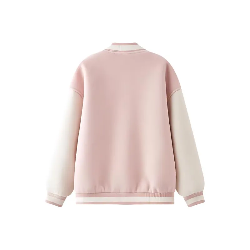 Three Blessings x RICH FLOWER Baseball Jacket Women's Pink-1