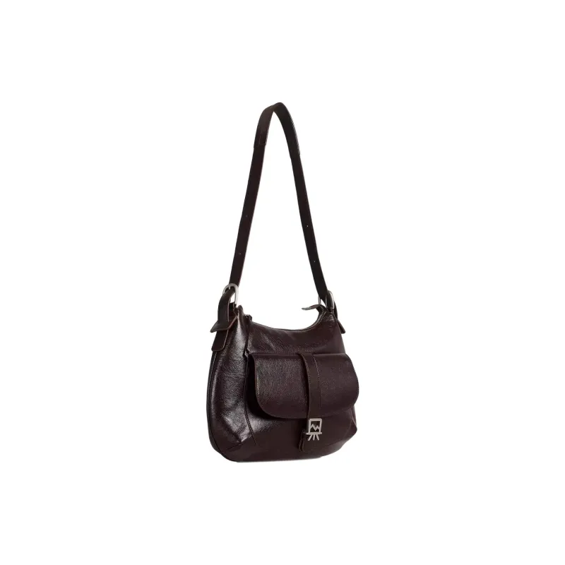 Kikawa Card Artificial Leather Saddle Bag, Shoulder Bag Medium Size Women's Dark Coffee-2