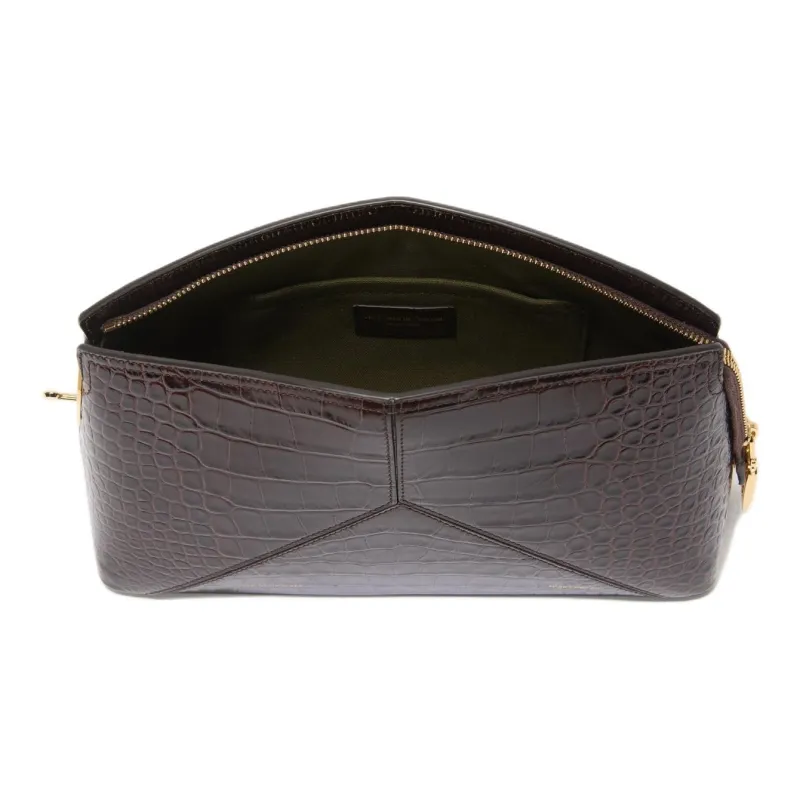 Victoria Beckham Calfskin Clutch Women's Dark Brown-4