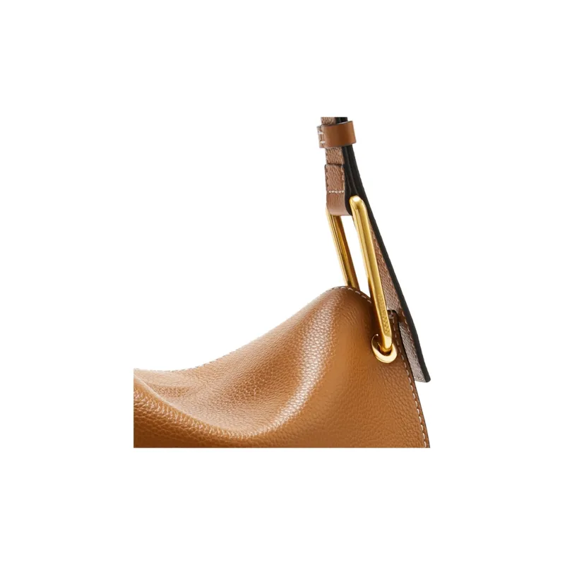 COCCINELLE Cow Leather Pageboy Bag Handbag Shoulder Bag Small Size Women's Caramel & Light Gray-3