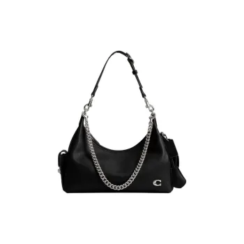 COACH PocketJuliet Leather Biker Bag, Shoulder Bag Large Size Women's Black