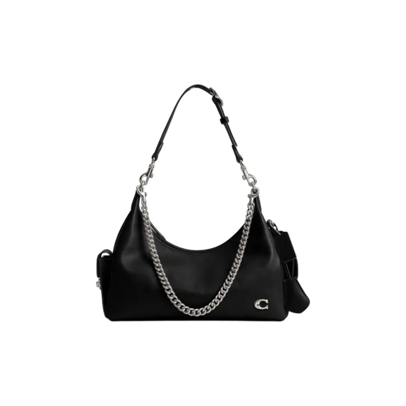 COACH PocketJuliet Leather Biker Bag, Shoulder Bag Large Size Women's Black-0