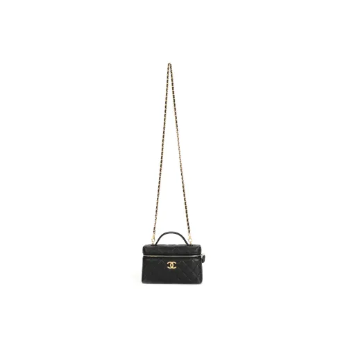 CHANEL Litchi Grain Cow Leather Shoulder Bag Crossbody Bag Handbag Women's Black