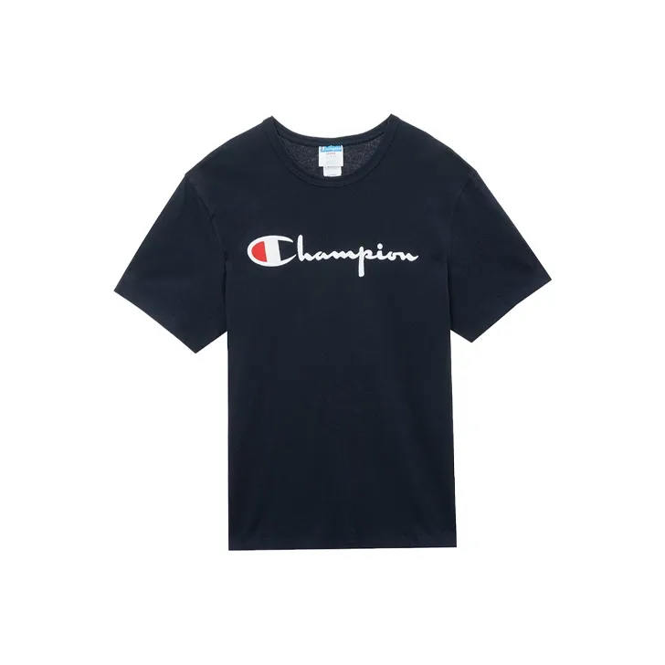 Champion Short Sleeved T Shirt US Version Unisex Navy Blue-0