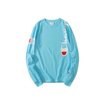 Champion Straight Long-Sleeved T-Shirt US Version Unisex Sky Blue