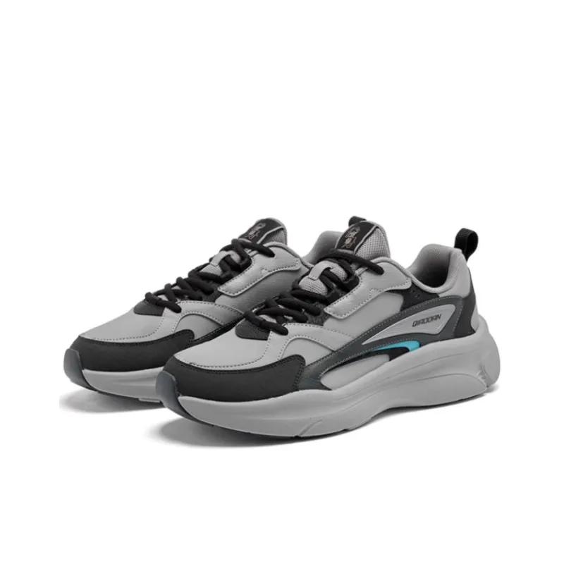 QIAODAN Get Rich Every Day Wear Resistant Height Increasing Warm Low Top Casual Shoes Men's Gray Black-2