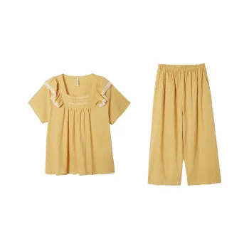 Aannsfam Pajama Set Women's Light Honey Yellow