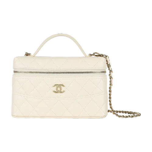 CHANEL Leather Shoulder Bag Crossbody Bag Handbag Women's Beige