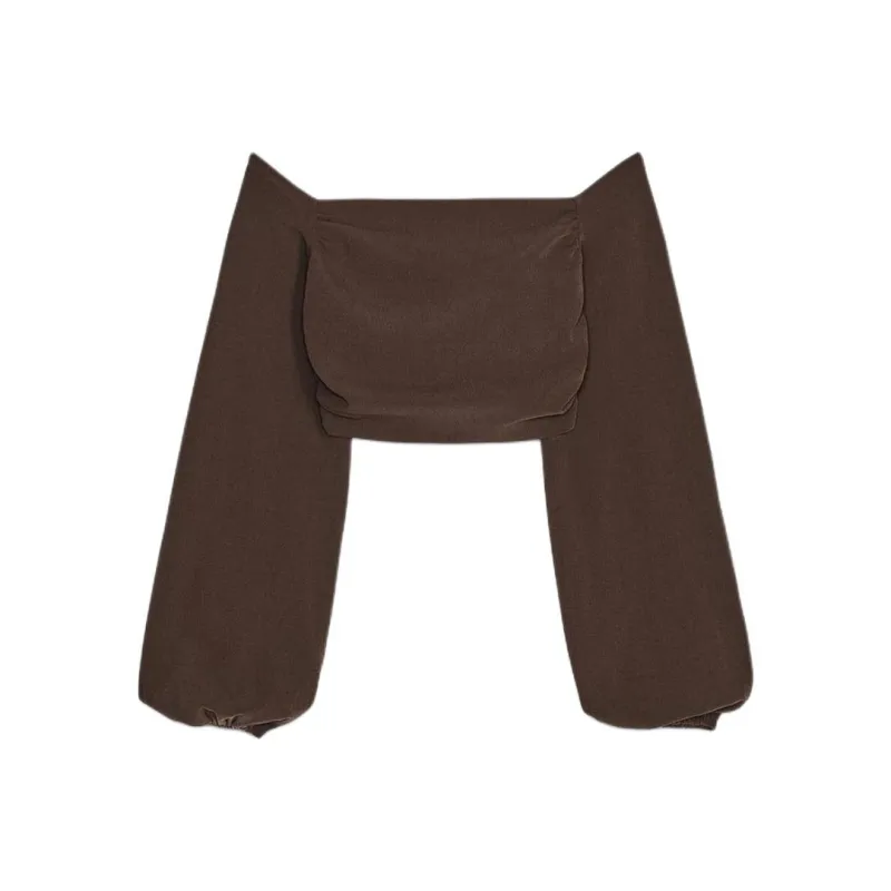 ZARA Crop Top Women's Dark Brown-1