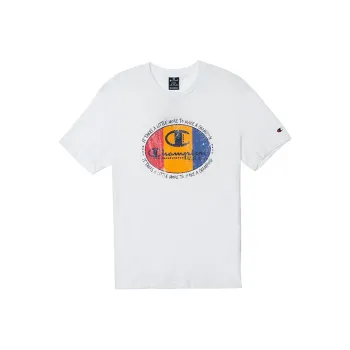 Champion Crew Neck Fitted Straight Short Sleeved T Shirt Unisex White