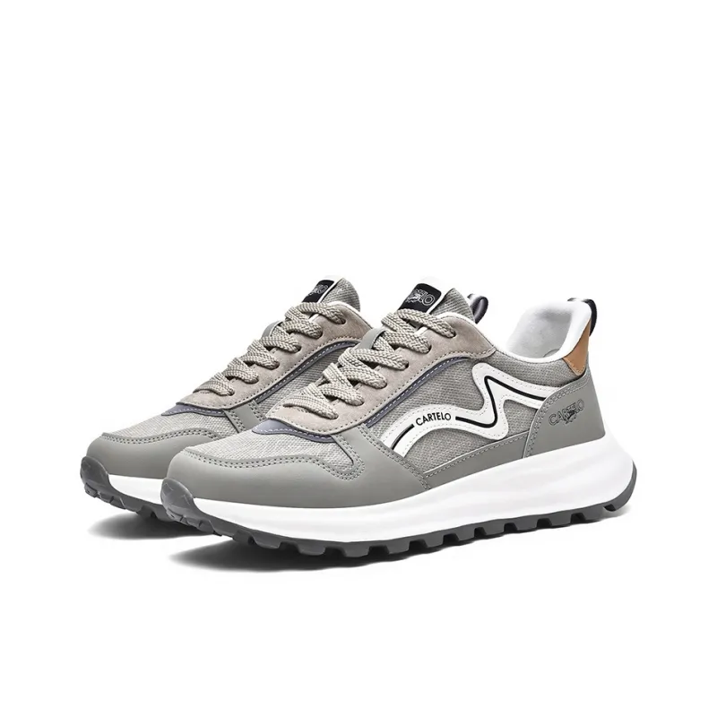 CARTELO Cushioning Anti Slip Wear Resistant Breathable Height Increasing Low Top Casual Shoes Men's Pea Green-2
