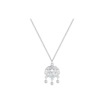 Heart Grass 999 Fine Silver Sterling Silver Necklaces Women's