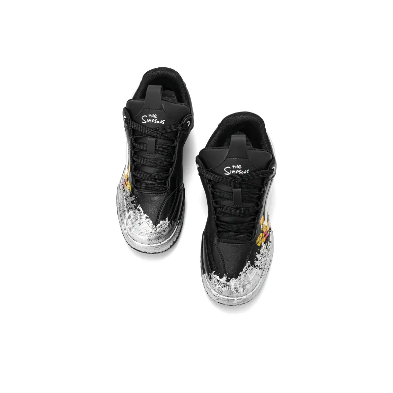 The Simpsons Skateboard Shoes Unisex Low Top White Silver/Beige Red/Black Silver-11