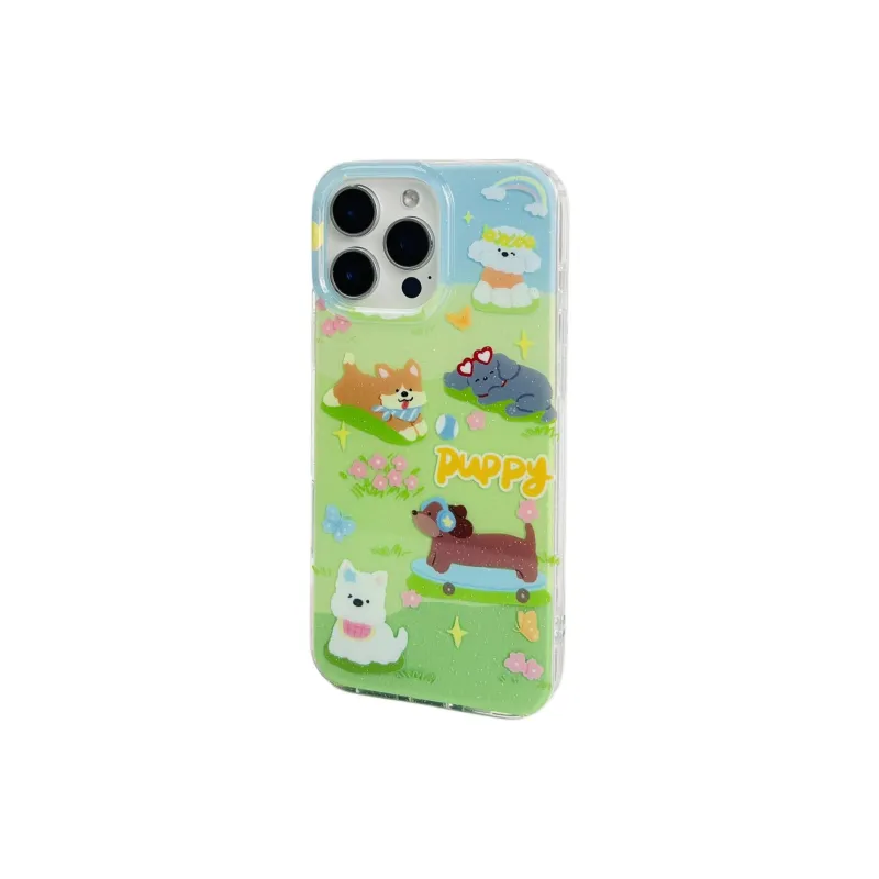 Sopi Acrylic Material Playful Puppy On The Grass Phone Cases Compatible With IPhone 16/15 Pro Max/Apple 13/14 Pro/Max-2