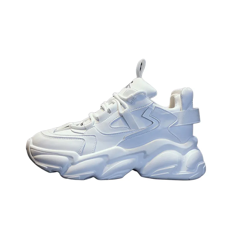 Ruomini Anti Slip And Wear Resistant Height Increasing Low Top Chunky Sneakers Women's White-0