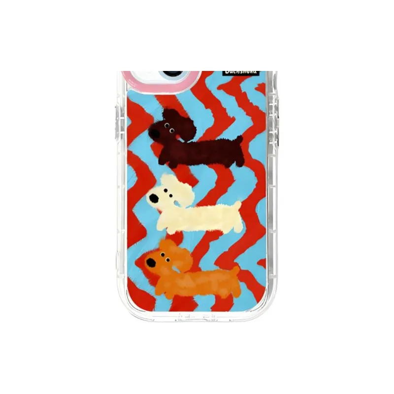 Sopi Acrylic Material Airbag Tulle Stripes Puppy Phone Cases Compatible With IPhone 16/15 Pro Max/Apple 13/14 Pro/Max-2