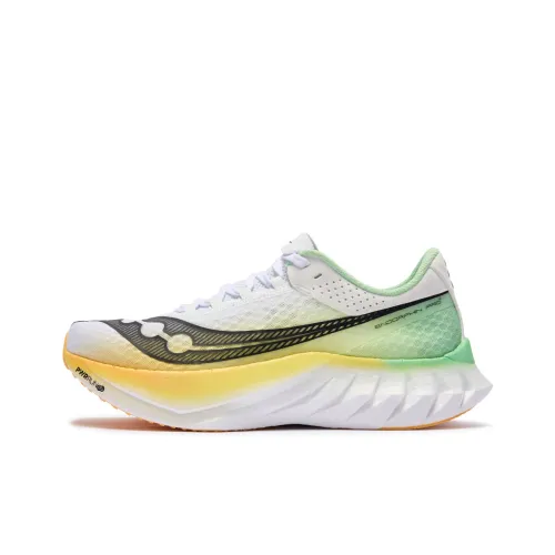 Saucony Endorphin Pro 4 Anti Slip Wear Resistant Low Top Running Shoes Unisex White Black Green