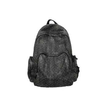 OUZIHUANG Denim Backpack Regular Unisex Black/Dark Blue/Light Blue