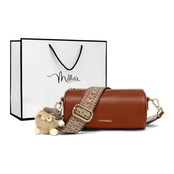 MILLIE'S Cow Leather Underarm Shoulder Bag, Crossbody Bag Small Size Women's Vintage Brown