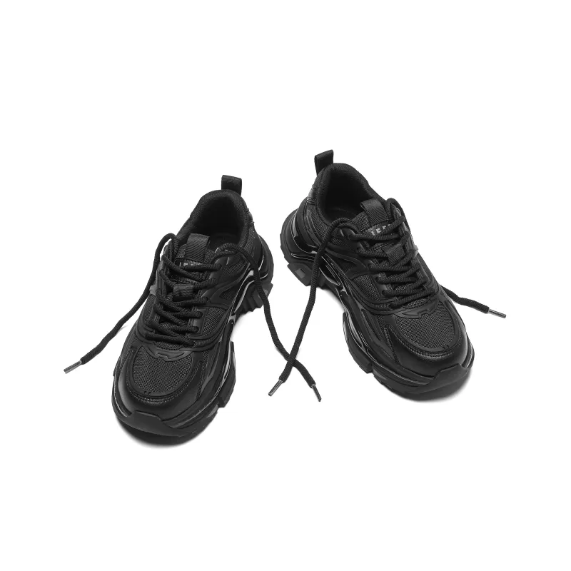 JEEP SPIRIT Black Myth Slip Resistant, Breathable, Height Increasing Low Top Chunky Sneakers Men's Black-4