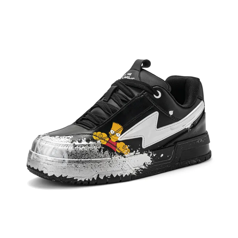 The Simpsons Skateboard Shoes Unisex Low Top White Silver/Beige Red/Black Silver-8