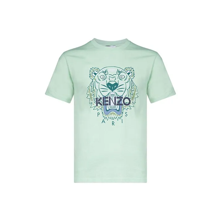 KENZO Classic Tiger Head T Shirts Men Light Green-0