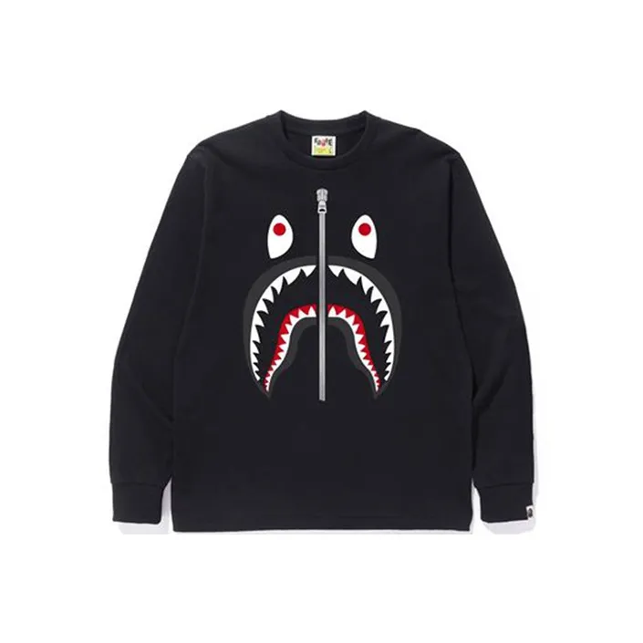 A BATHING APE Applique Metal Zip Shark Crewneck-0