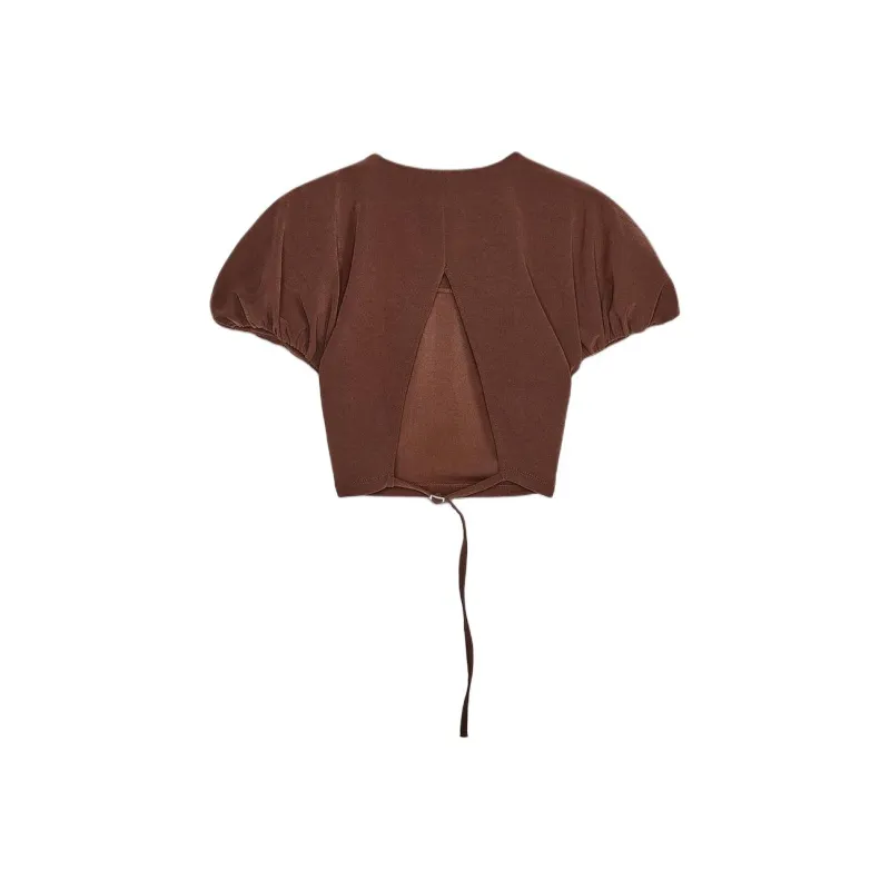 ZARA Crop Top Women's Light Brown-1