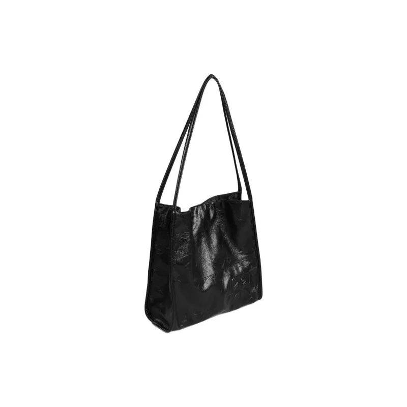 Kikawa Card PU Tote Bag, Shopping Bag, Shoulder Bag Medium Size Women's Black-1